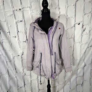 ELEMENT COATS Women's 8 Gray Purple Cinch Waist Hooded Jacket 100%‎ Cotton Urban